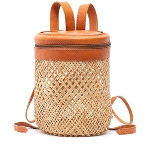 Amerii Rattan Woven Backpack with Leather